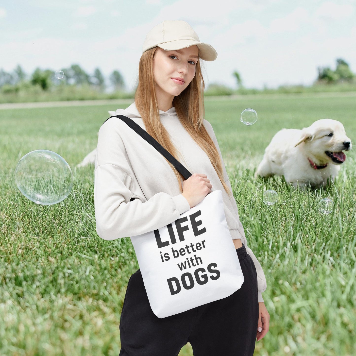 "Life is Better with Dogs" Dog Lovers Tote Bag - Stylish Canvas Bag, Pet Owner Gift, Dog Mom Tote, Eco-Friendly Reusable Bag