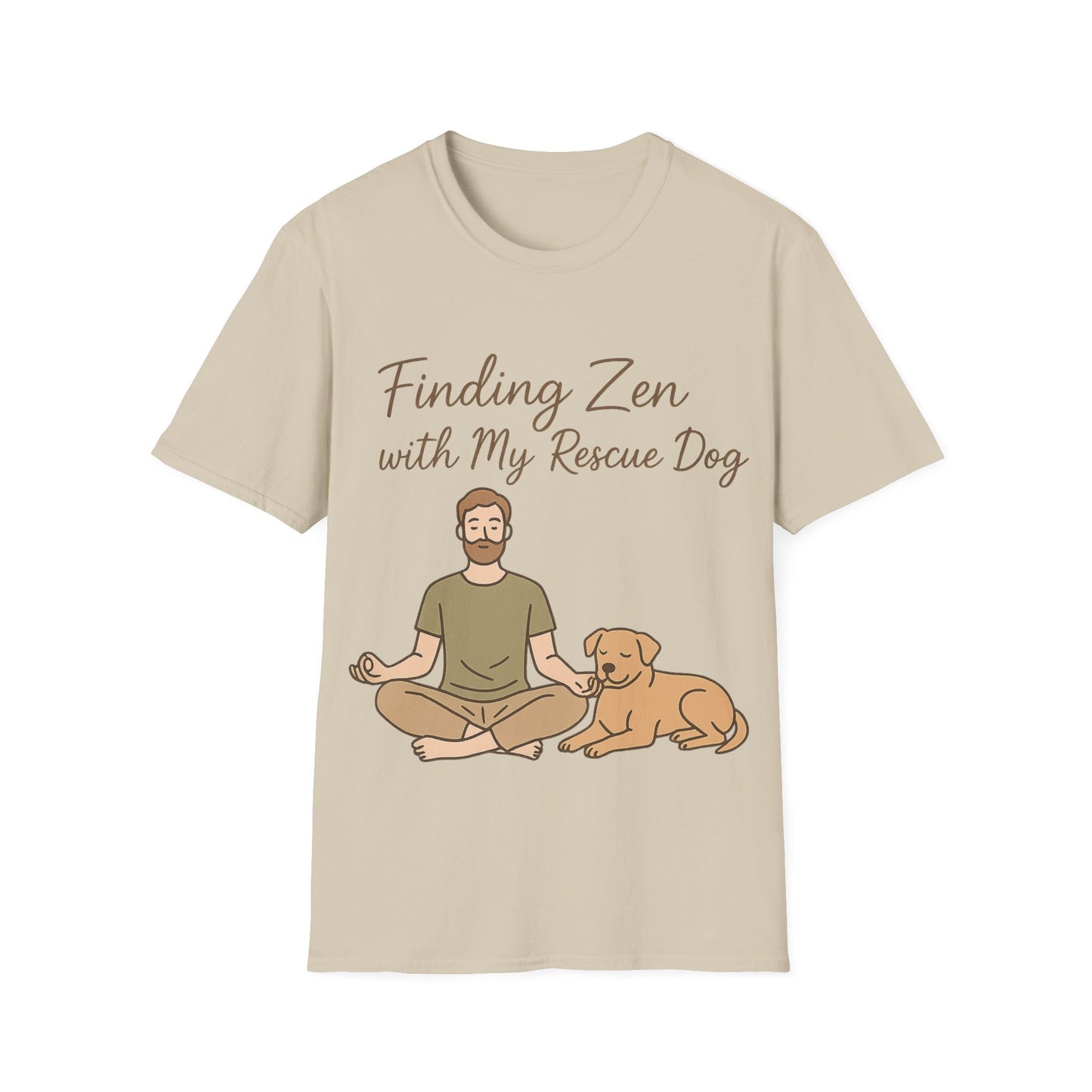 Finding Zen with My Rescue Dog – Rescue Dog Mental Health Shirt for Men | Earth Tone Calm Tee | Pet Lover Gift, Adult Unisex T-Shirt