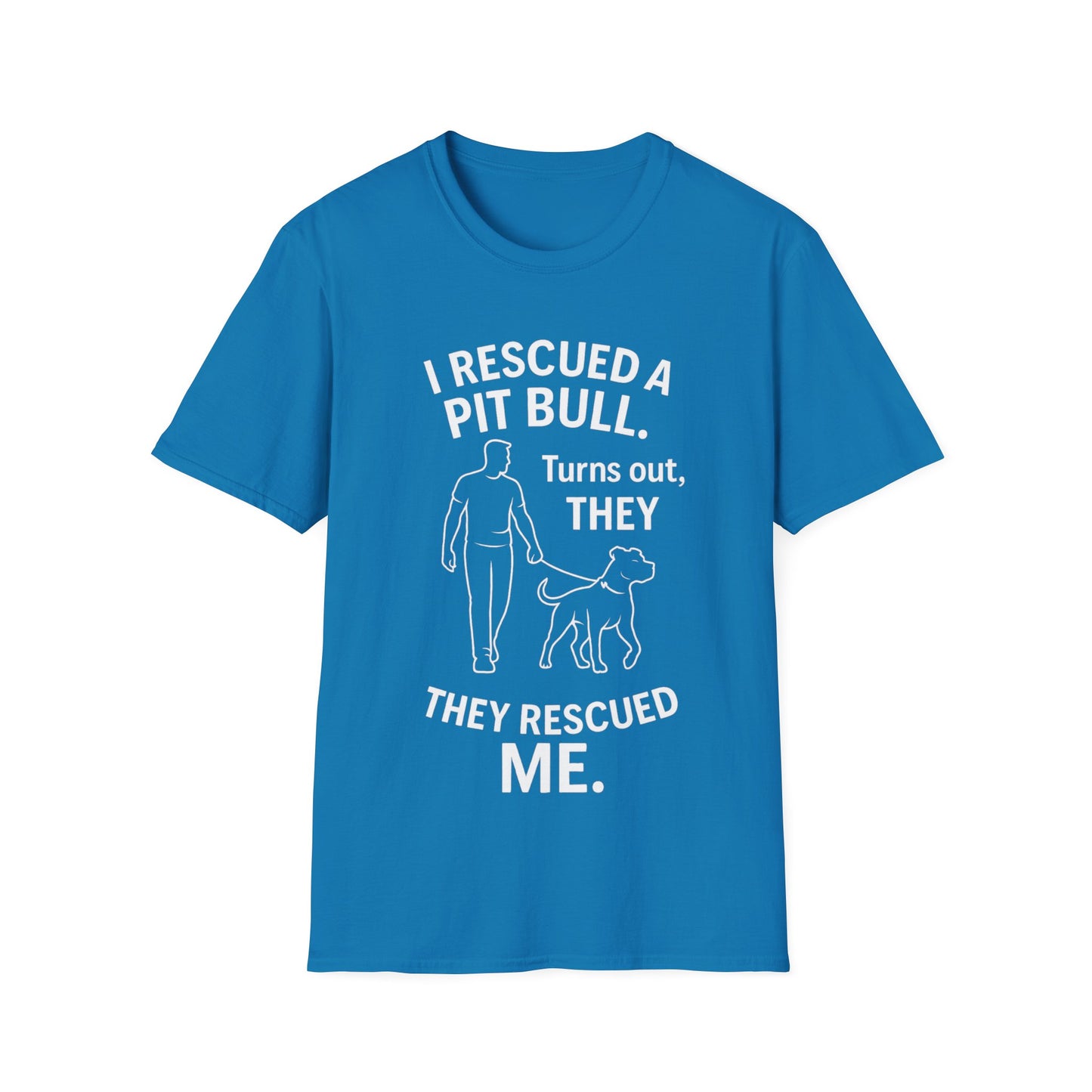 I Rescued a Pit Bull Shirt – Shelter Dog Adoption Tee – White Lettering Front Print – Pitbull Rescue Shirt for Dark Colors – Dog Lover Gift, Adult Unisex T-Shirt