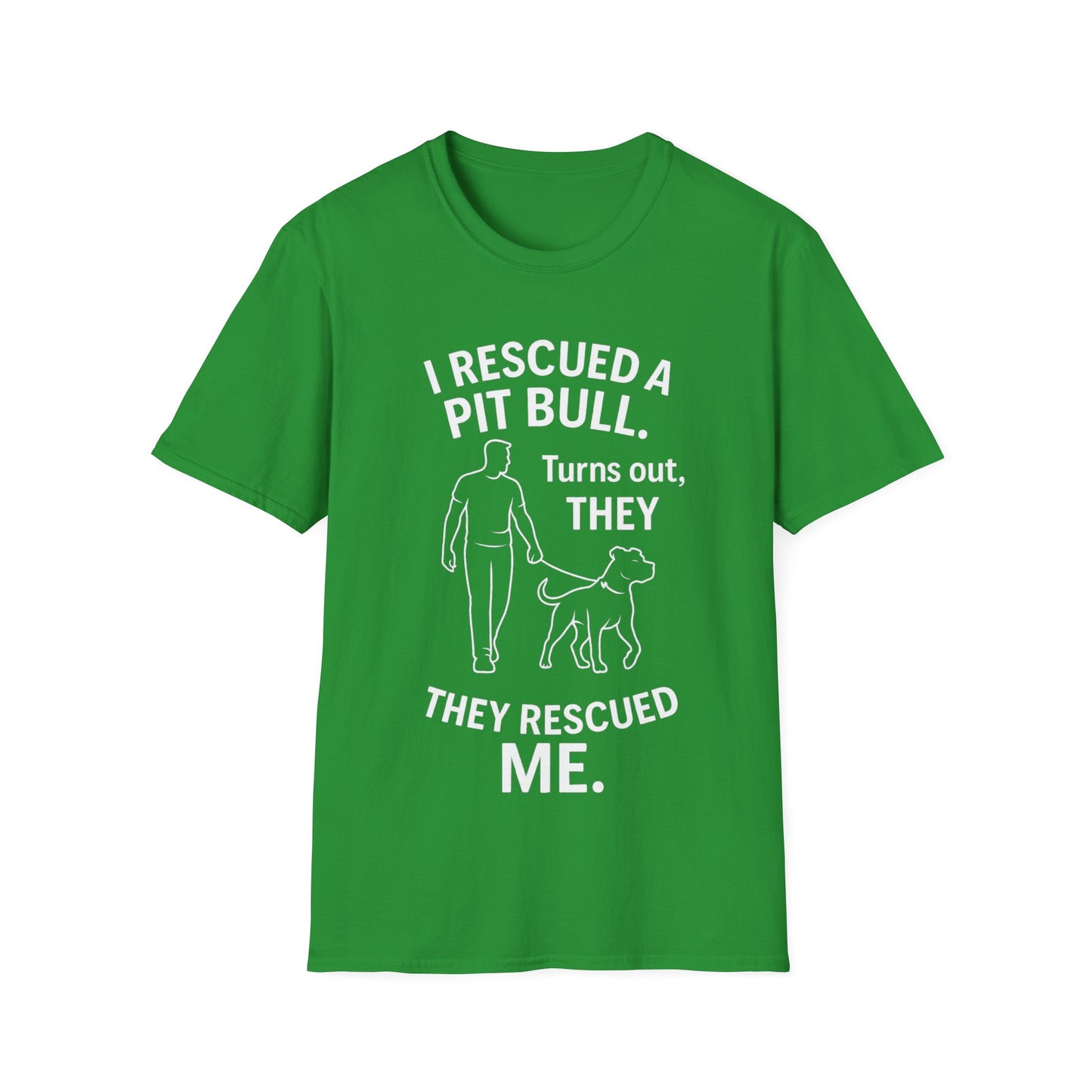 I Rescued a Pit Bull Shirt – Shelter Dog Adoption Tee – White Lettering Front Print – Pitbull Rescue Shirt for Dark Colors – Dog Lover Gift, Adult Unisex T-Shirt