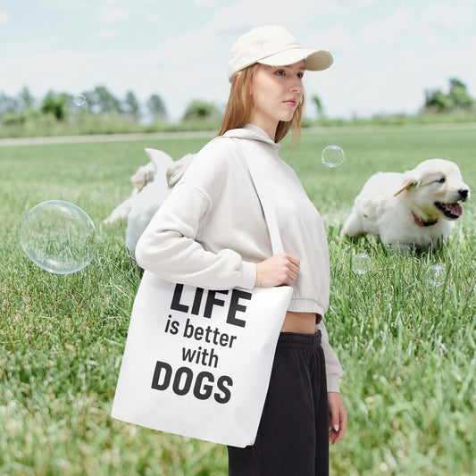 "Life is Better with Dogs" Dog Lovers Tote Bag - Stylish Canvas Bag, Pet Owner Gift, Dog Mom Tote, Eco-Friendly Reusable Bag
