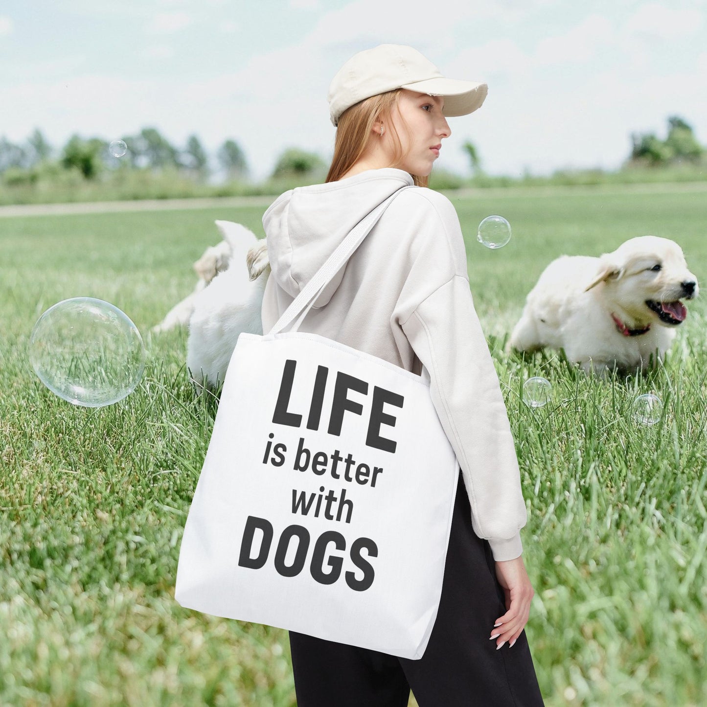 "Life is Better with Dogs" Dog Lovers Tote Bag - Stylish Canvas Bag, Pet Owner Gift, Dog Mom Tote, Eco-Friendly Reusable Bag