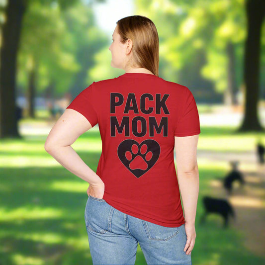 Pack Mom Dog Shirt – Two Sided Rescue Tee for Dog Moms – Front Pack Member Logo – Back Pack Mom Design – Matching Family Rescue Apparel – Animal Shelter Support Gift – Pitbull Rescue Shirt – Join the Pack Tee, Adult Unisex T-Shirt