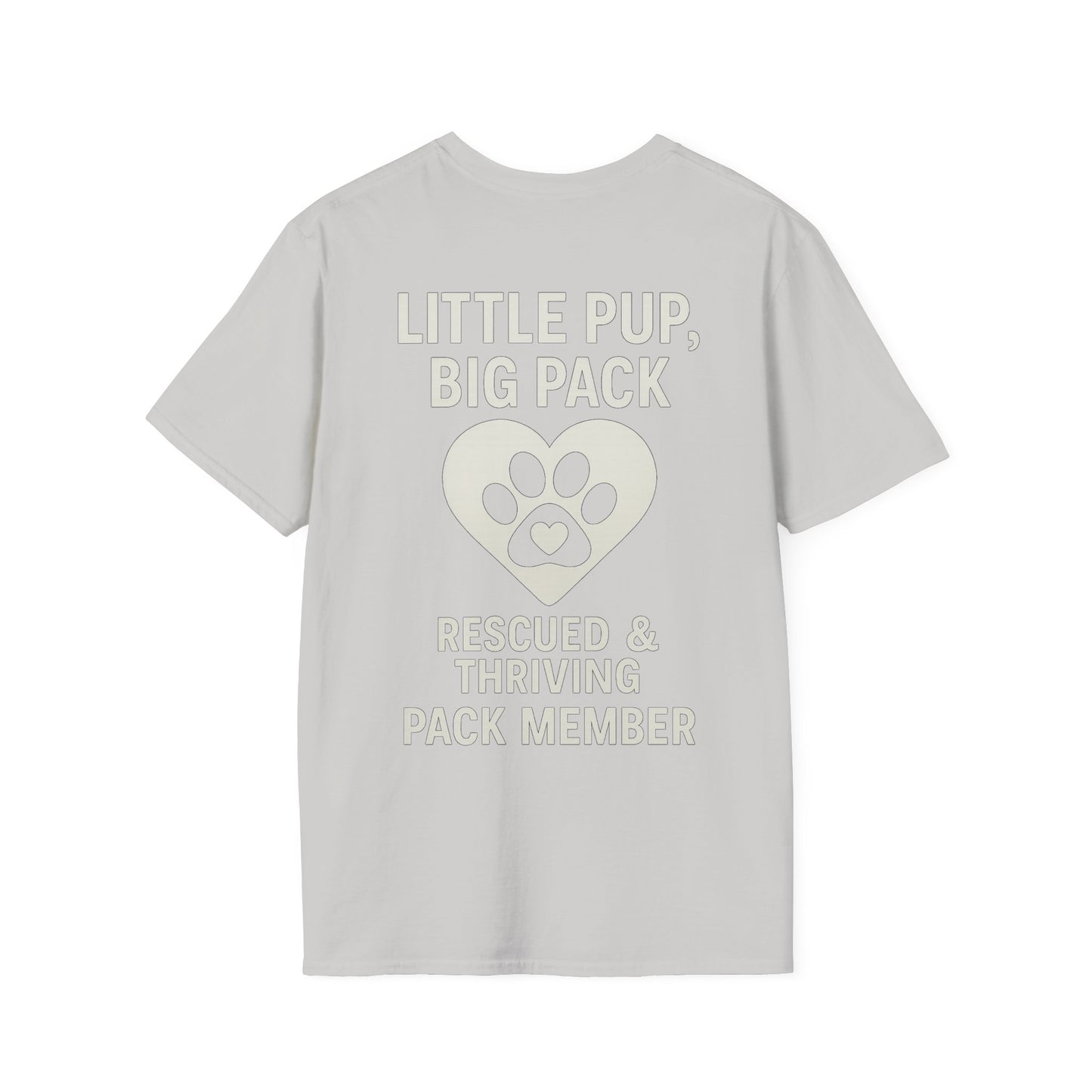 Little Pup Big Pack T-Shirt – Rescued and Thriving Dog Tee – Matching Family Rescue Apparel – Pack Member Logo – Dog Lover Gift – Pitbull Rescue Shirt – Parent and Kid Set Option, Adult Unisex T-Shirt