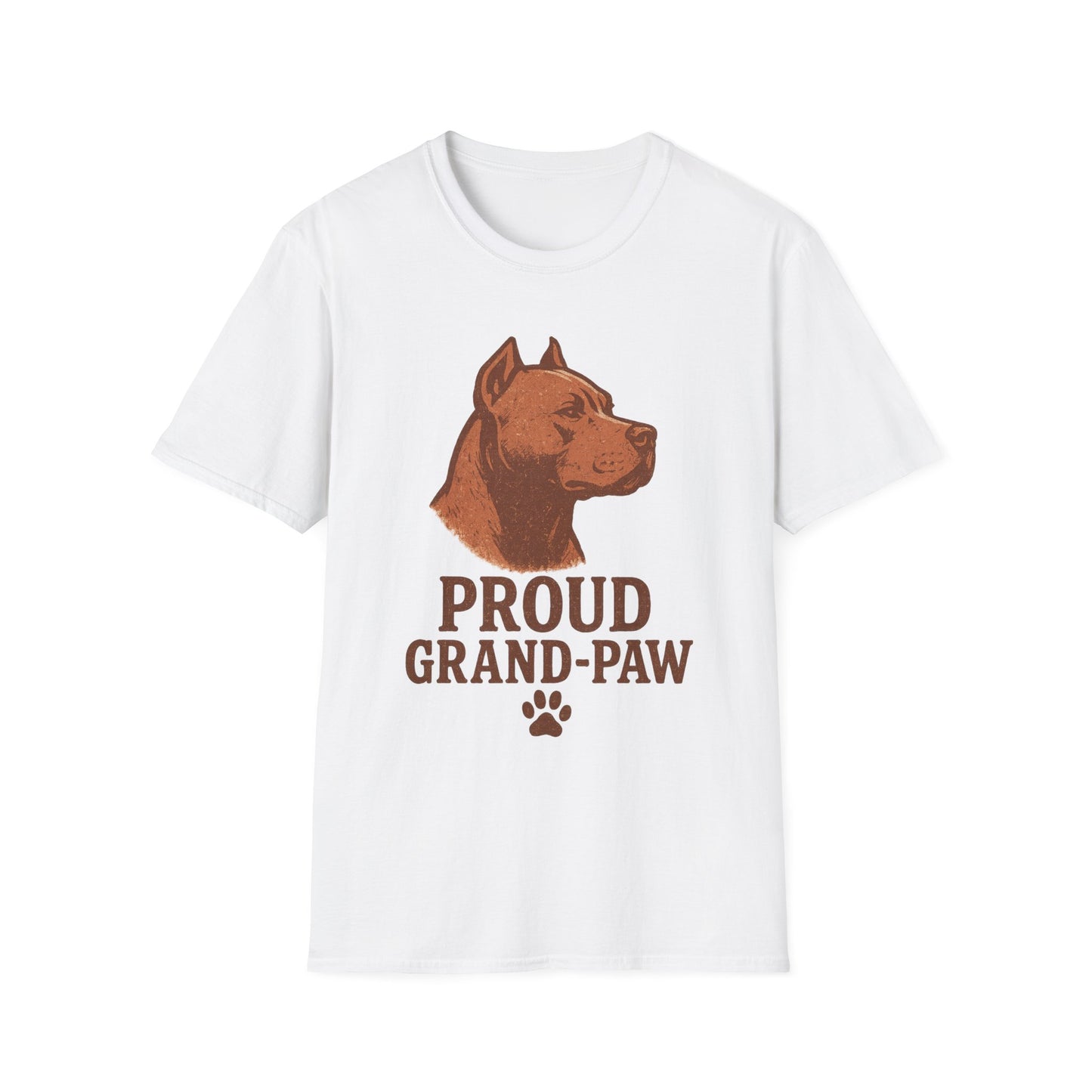 Proud Grand-Paw Pit Bull Vintage T-Shirt – Rustic Dog Grandpa Tee for Pitbull Lovers, Adult Unisex T-Shirt