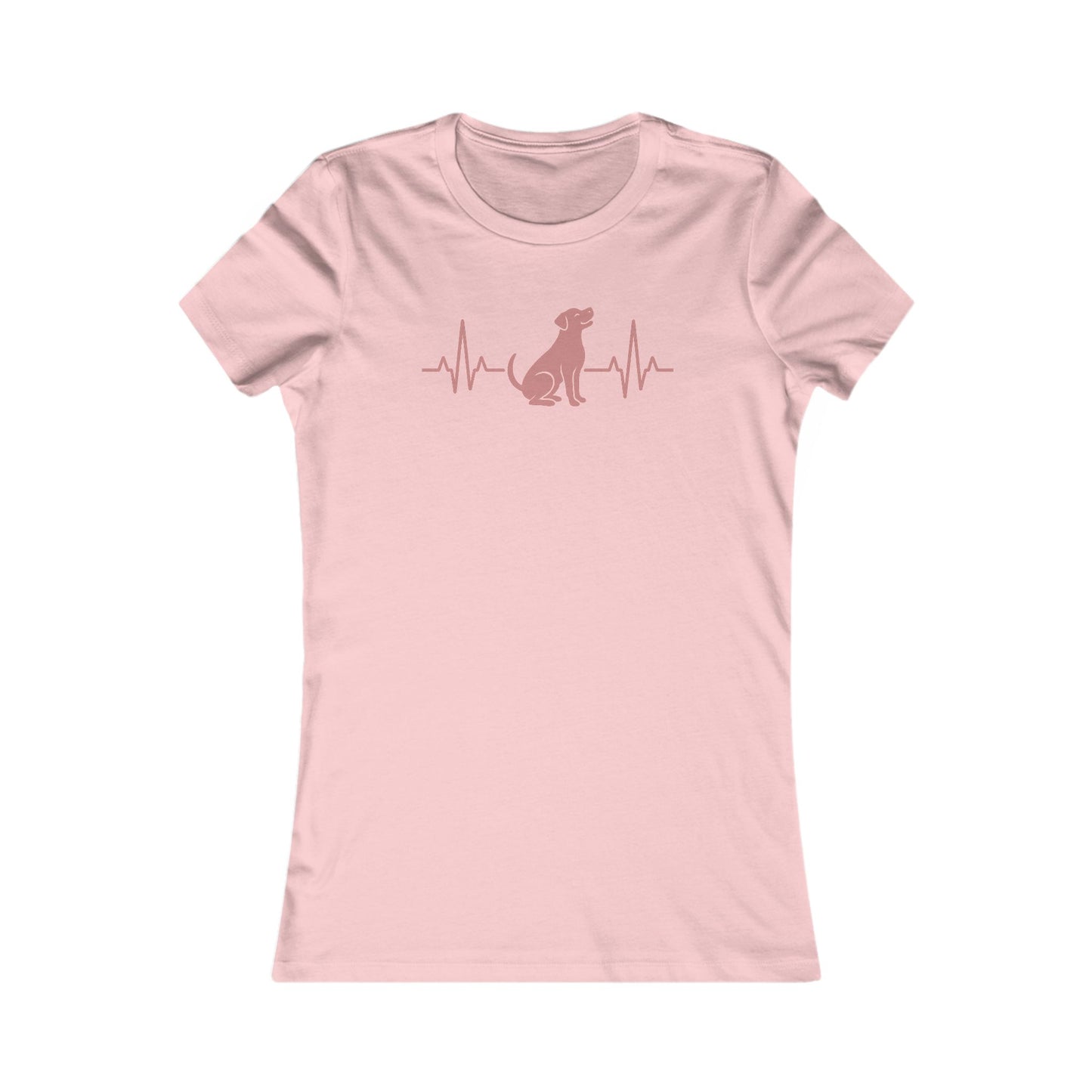 Heartbeat Dog Shirt for Women – Dusty Rose EKG Line Art Tee – Pit Bull Silhouette Rescue Dog Shirt – Bella + Canvas 6004 Feminine Fit – Animal Lover Gift – Adopt Don’t Shop, Adult Women's T-Shirt