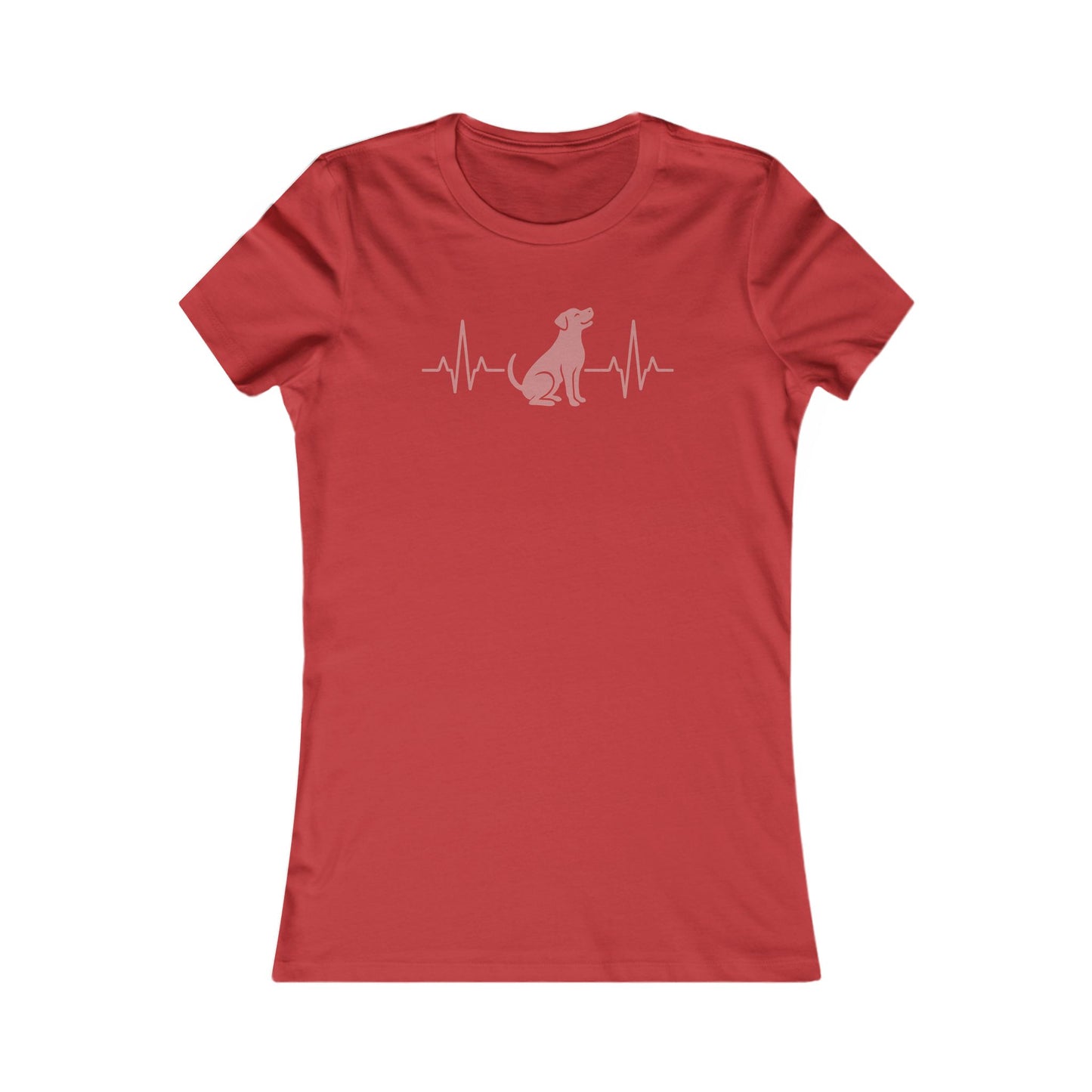 Heartbeat Dog Shirt for Women – Dusty Rose EKG Line Art Tee – Pit Bull Silhouette Rescue Dog Shirt – Bella + Canvas 6004 Feminine Fit – Animal Lover Gift – Adopt Don’t Shop, Adult Women's T-Shirt
