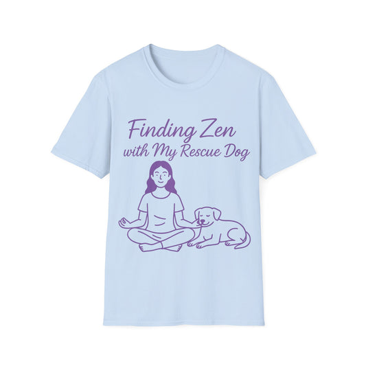 Finding Zen with My Rescue Dog – Purple Glow Dog Mom Shirt | Mindful Rescue Tee for Calm & Comfort, Adult Unisex T-Shirt