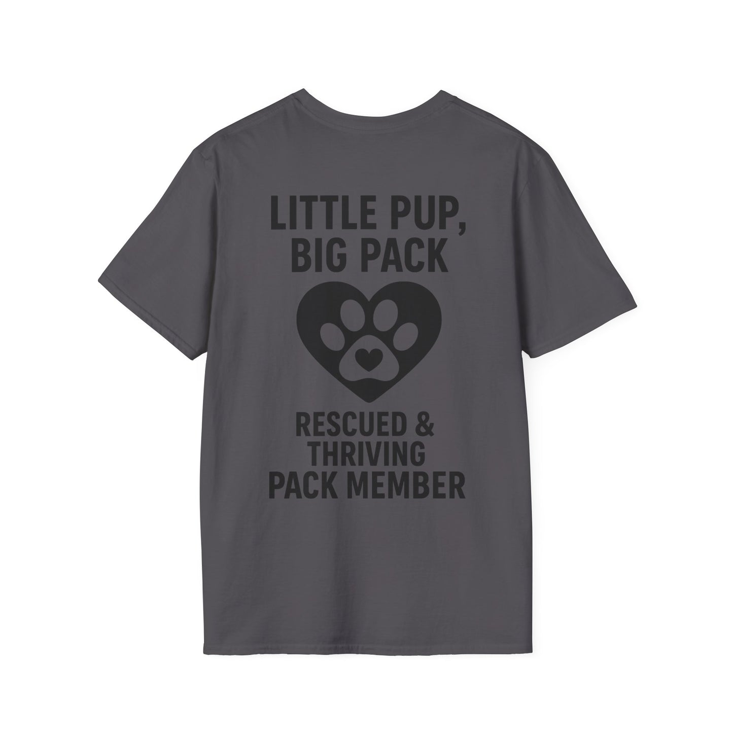 Little Pup Big Pack Shirt – Rescued and Thriving Dog Tee – Matching Family Rescue Apparel – Pack Member Logo – Dog Lover Gift – Pitbull Rescue Shirt – Parent and Kid Set Option, Adult Unisex T-Shirt