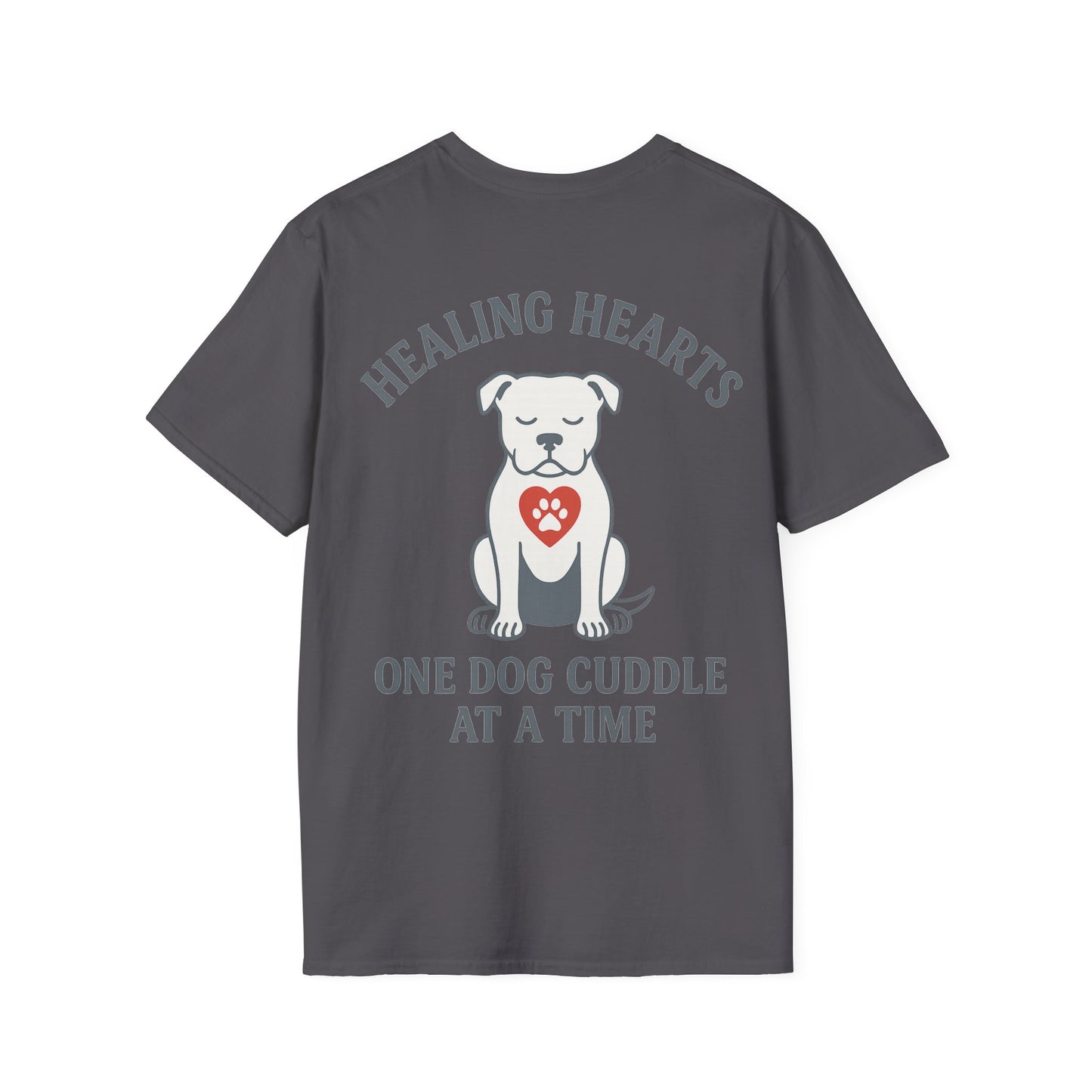Healing Hearts Dog Shirt – Pitbull Rescue Tee – Pack Member Design, Adult Unisex T-Shirt