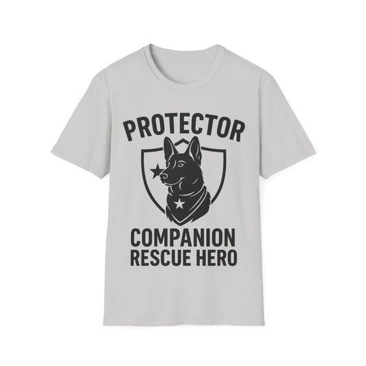 Protector Companion Rescue Hero Shirt – Patriotic Dog Lover T-Shirt – Dog Rescue USA Flag Inspired Tee – Military Style Dog Parent Gift – Adopted and Adored Apparel, Adult Unisex T-Shirt