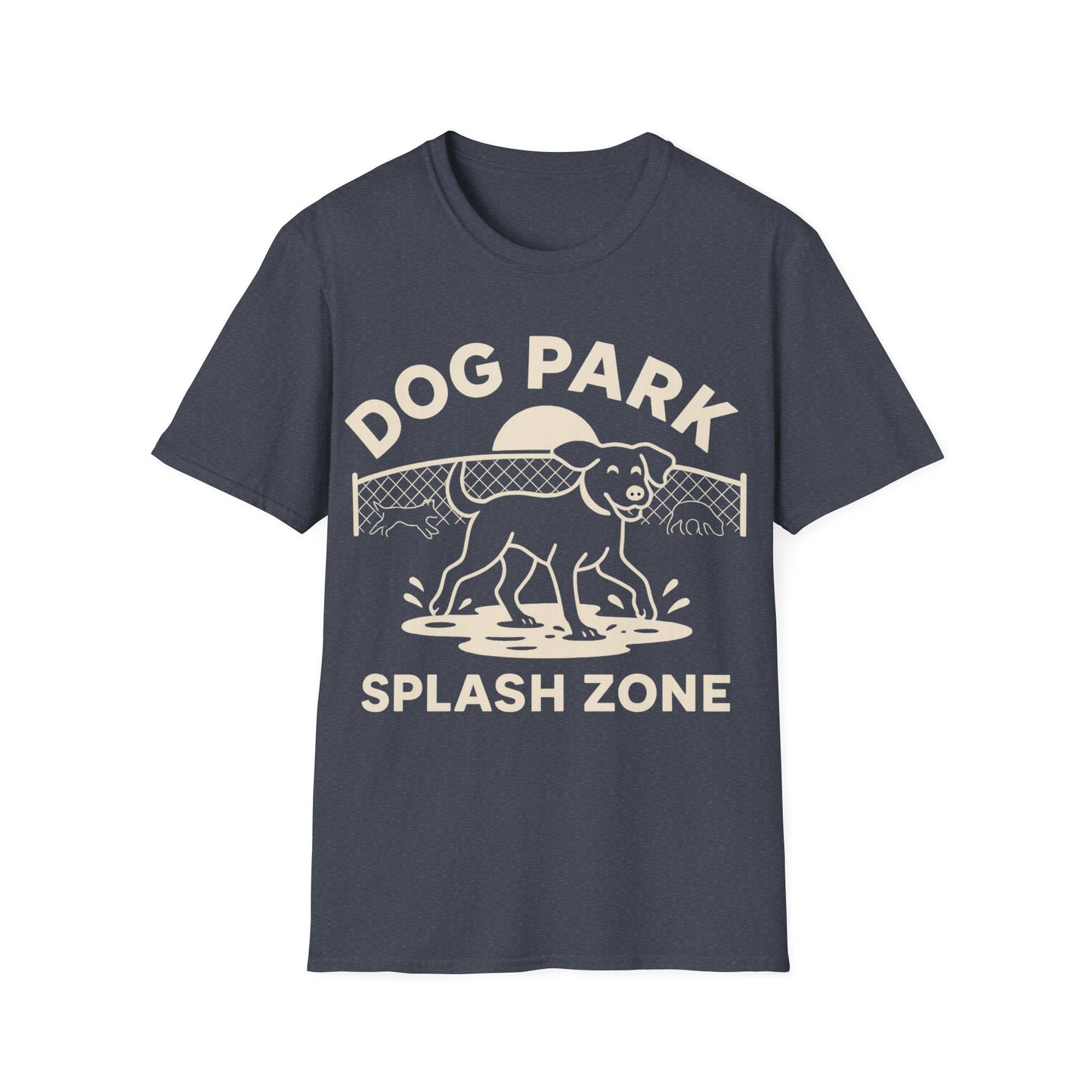 Dog Lover T-Shirt – Funny Dog Park Splash Zone T-Shirt with Wet Dog Puddle Design | Cream Ink Print, Adult Unisex T-Shirt