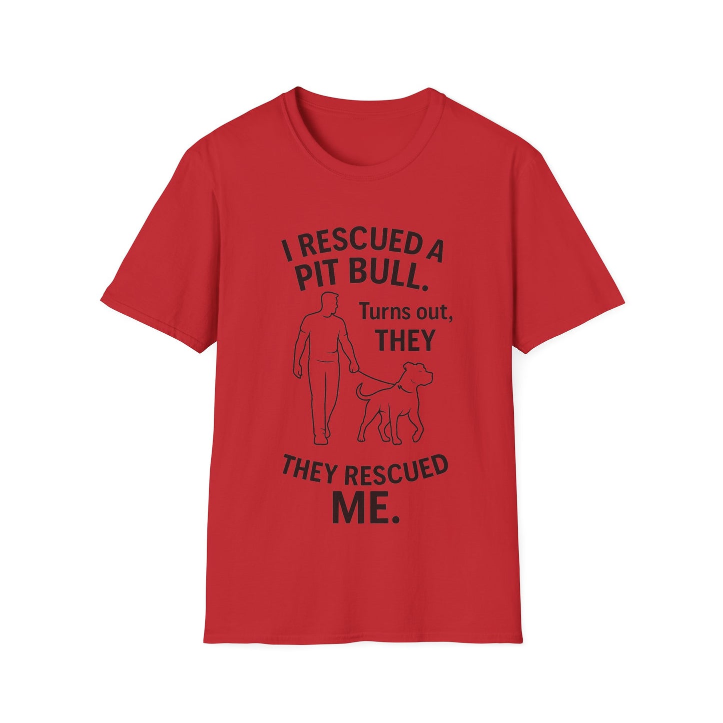 I Rescued a Pit Bull Shirt – Adopt Don’t Shop Dog Rescue Tee – Black Lettering Front Design – Pitbull Adoption Gift – Shelter Dog Shirt, Adult Unisex T-Shirt
