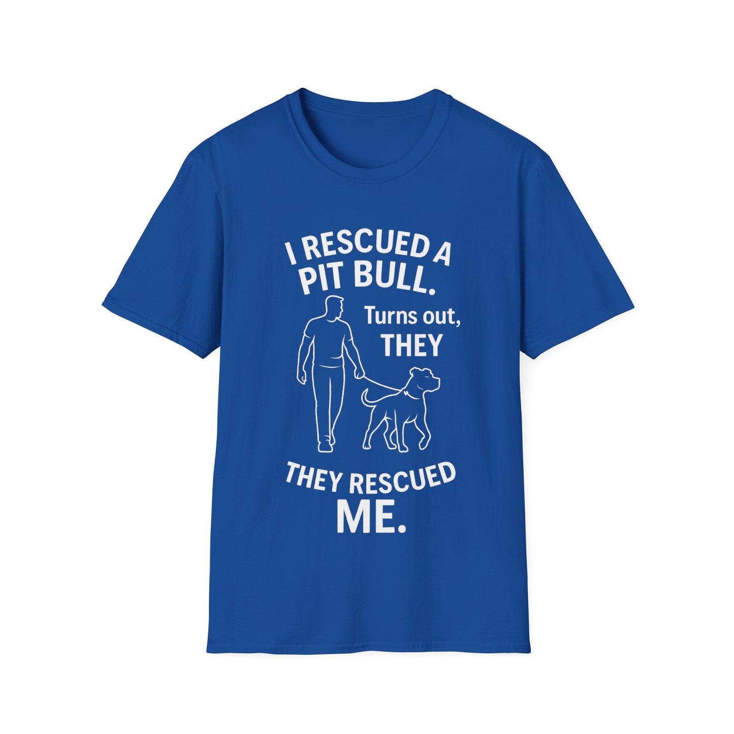 I Rescued a Pit Bull Shirt – Shelter Dog Adoption Tee – White Lettering Front Print – Pitbull Rescue Shirt for Dark Colors – Dog Lover Gift, Adult Unisex T-Shirt