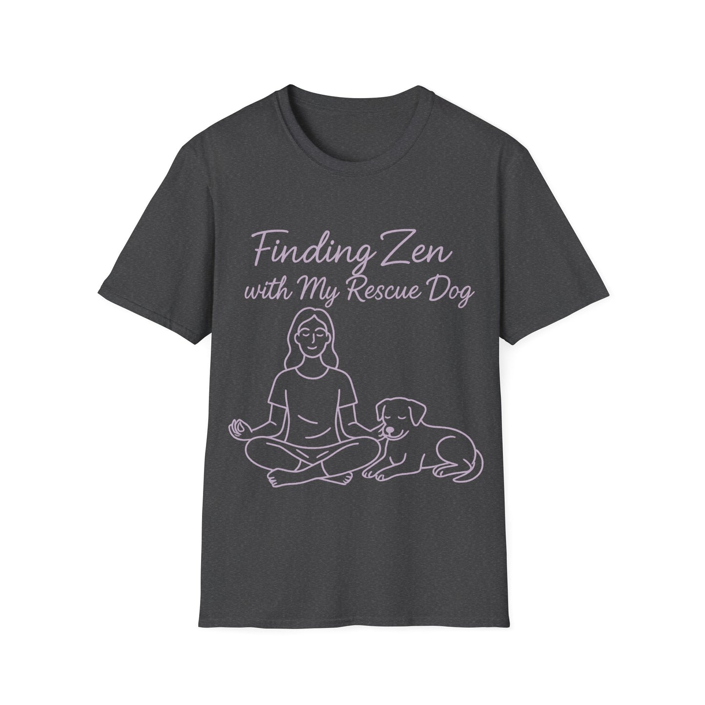 Finding Zen with My Rescue Dog – Calming Lavender Dog Mom Shirt | Rescue Dog Mental Health Tee | Pet Parent Gift, Adult Unisex T-Shirt