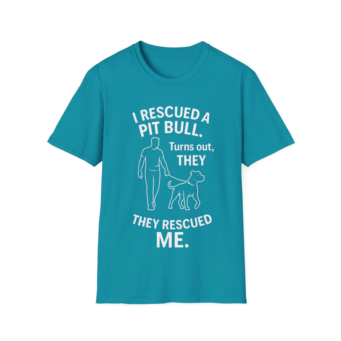 I Rescued a Pit Bull Shirt – Shelter Dog Adoption Tee – White Lettering Front Print – Pitbull Rescue Shirt for Dark Colors – Dog Lover Gift, Adult Unisex T-Shirt