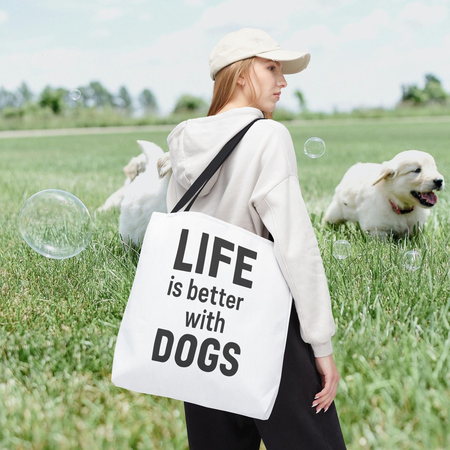"Life is Better with Dogs" Dog Lovers Tote Bag - Stylish Canvas Bag, Pet Owner Gift, Dog Mom Tote, Eco-Friendly Reusable Bag