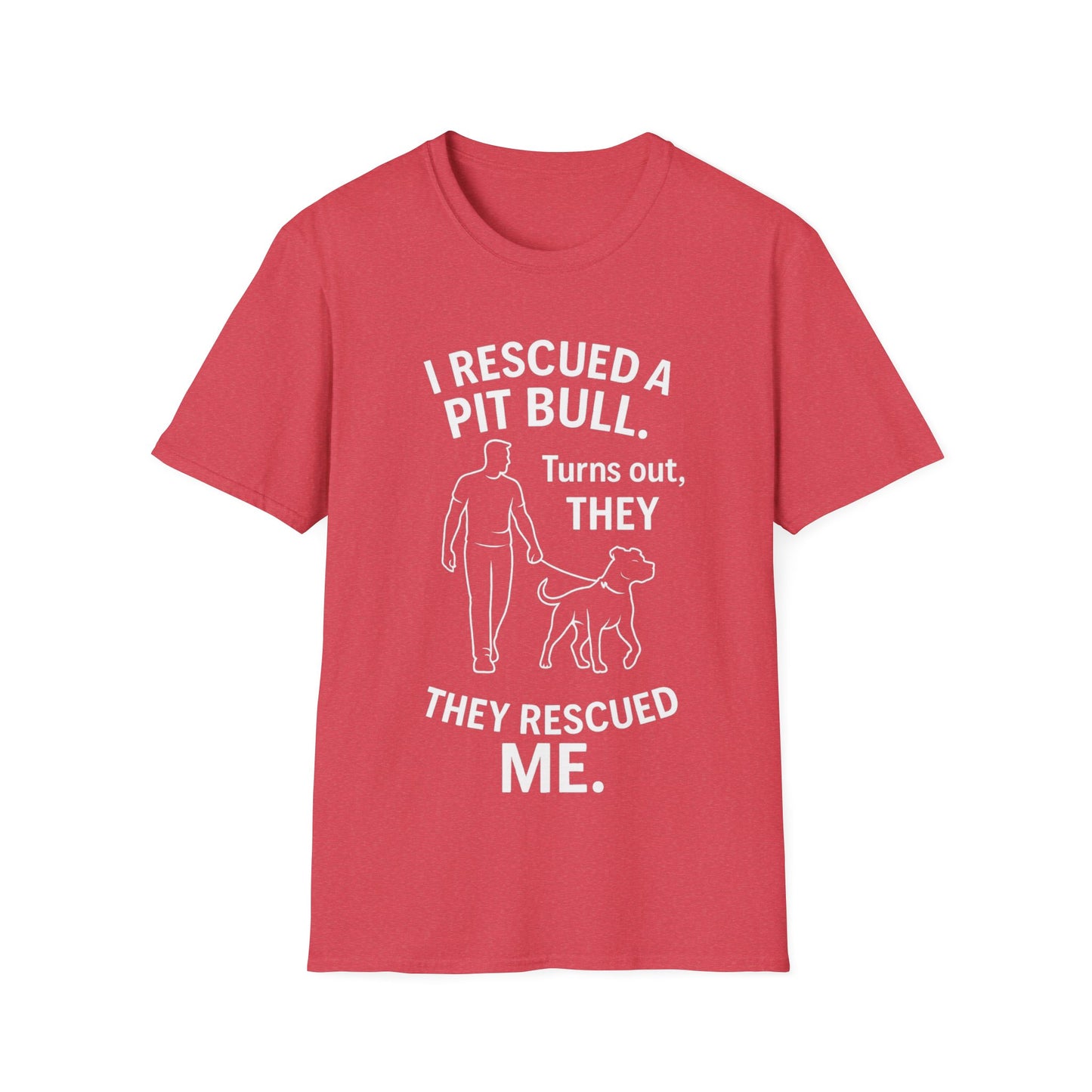 I Rescued a Pit Bull Shirt – Shelter Dog Adoption Tee – White Lettering Front Print – Pitbull Rescue Shirt for Dark Colors – Dog Lover Gift, Adult Unisex T-Shirt