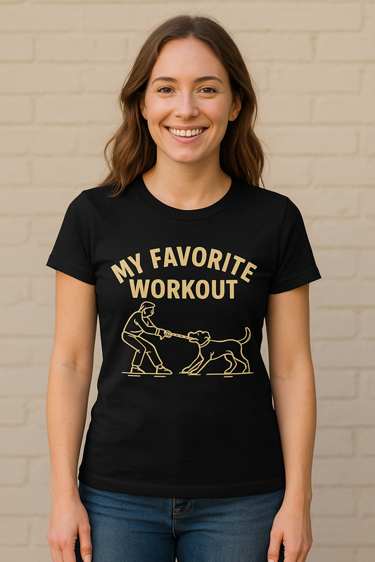 My Favorite Workout Tee | Fitness T-Shirt for Dog Lovers | Cute Workout Shirt | Pet Lover Gift | Activewear Top