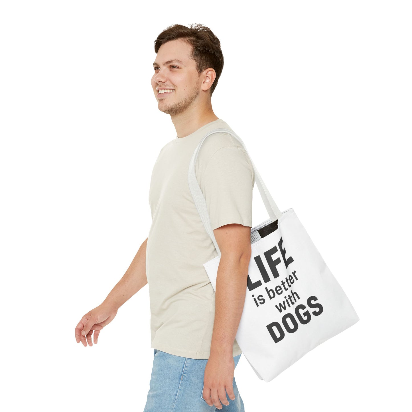 "Life is Better with Dogs" Dog Lovers Tote Bag - Stylish Canvas Bag, Pet Owner Gift, Dog Mom Tote, Eco-Friendly Reusable Bag