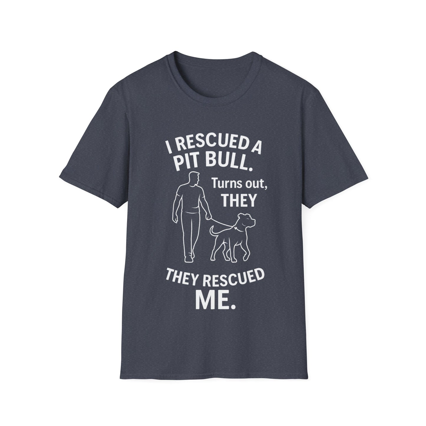 I Rescued a Pit Bull Shirt – Shelter Dog Adoption Tee – White Lettering Front Print – Pitbull Rescue Shirt for Dark Colors – Dog Lover Gift, Adult Unisex T-Shirt