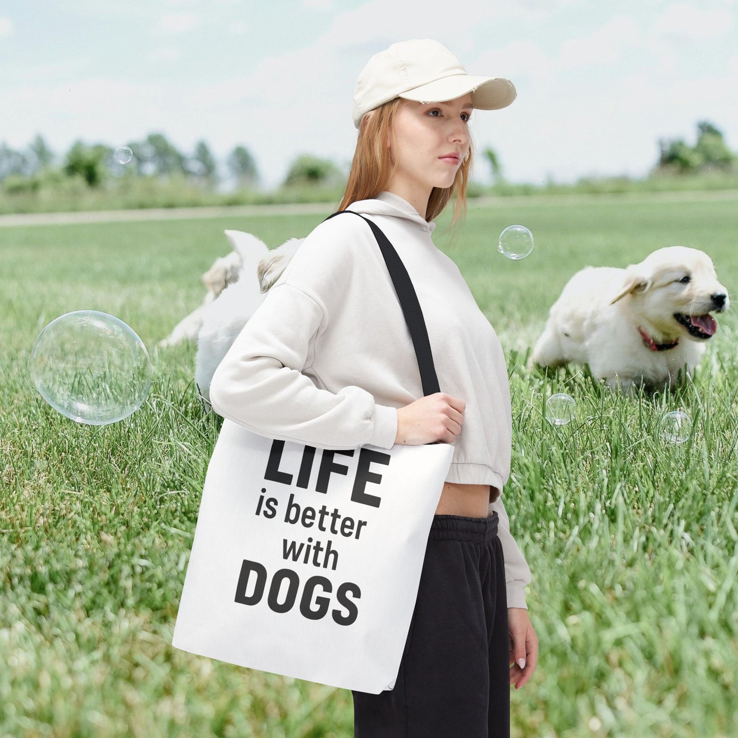 "Life is Better with Dogs" Dog Lovers Tote Bag - Stylish Canvas Bag, Pet Owner Gift, Dog Mom Tote, Eco-Friendly Reusable Bag