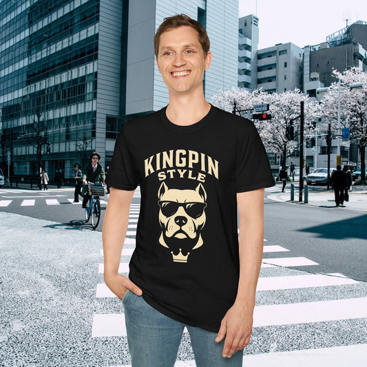 Kingpin Style Dog T-Shirt Adult Unisex | Cool Pet Lover Tee | Funny Gift for Dog Owners | Casual Wear | Animal Lover Gift