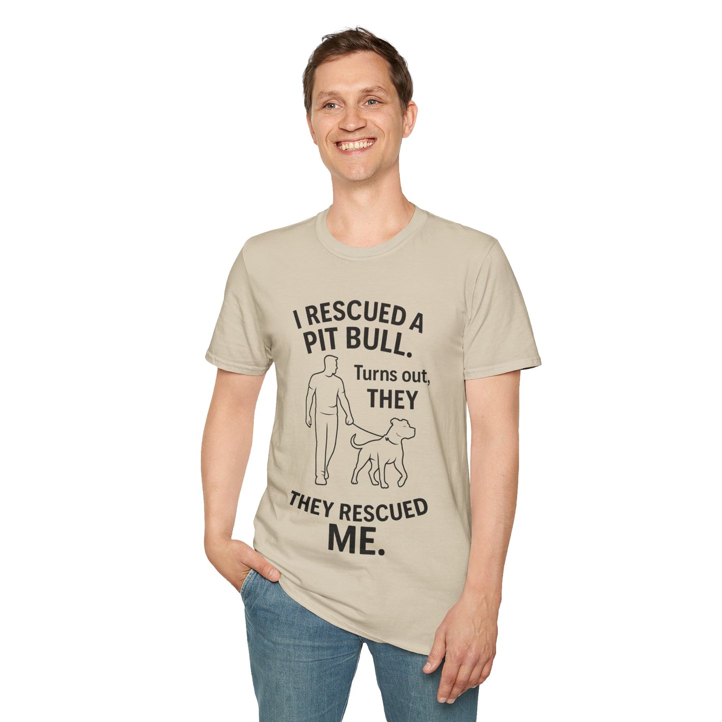 I Rescued a Pit Bull Shirt – Adopt Don’t Shop Dog Rescue Tee – Black Lettering Front Design – Pitbull Adoption Gift – Shelter Dog Shirt, Adult Unisex T-Shirt