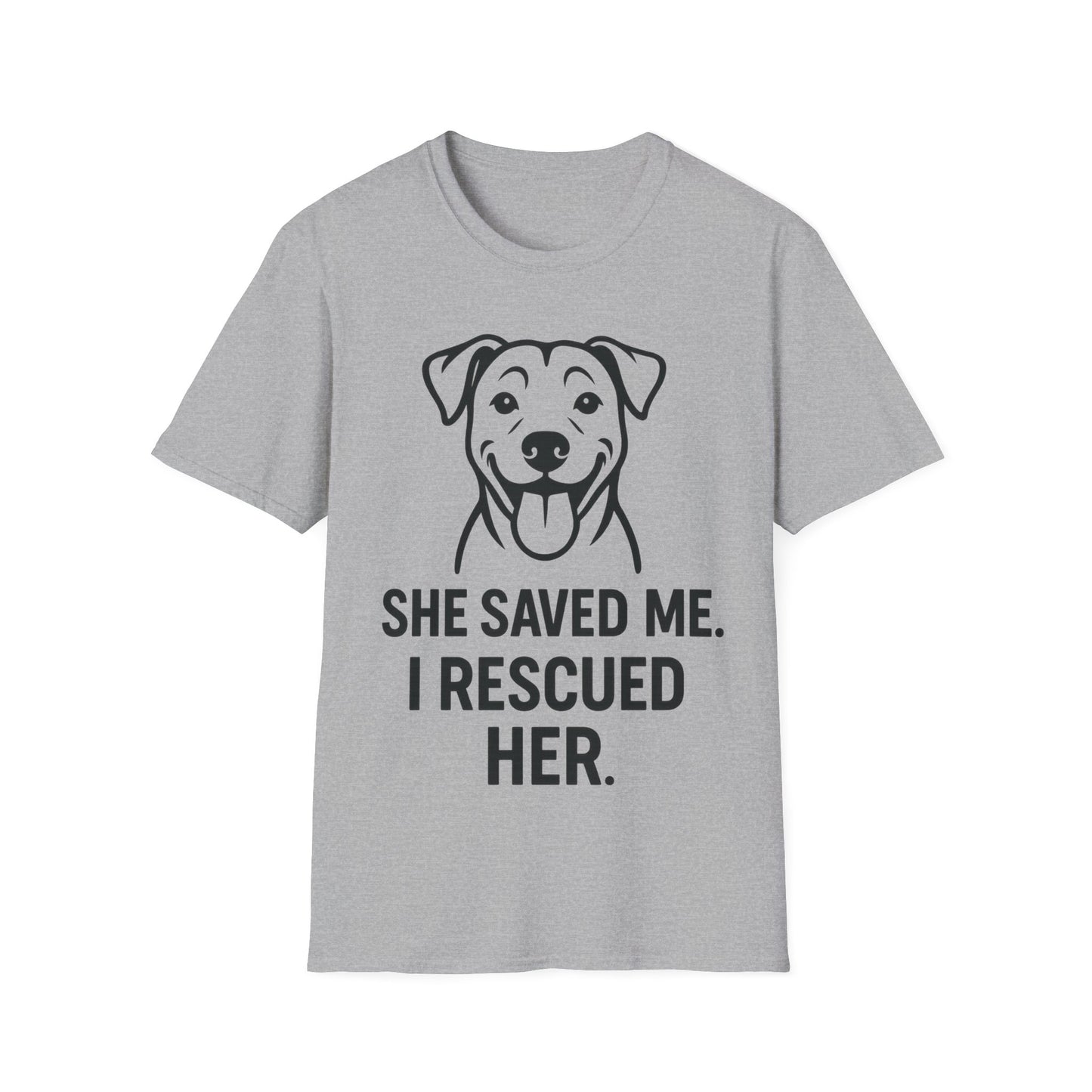 I Rescued Her, She Saved Me Shirt – Dog Rescue T-Shirt, Pet Adoption Gift, Animal Lover Tee, Unisex Fit, Adult Unisex T-Shirt