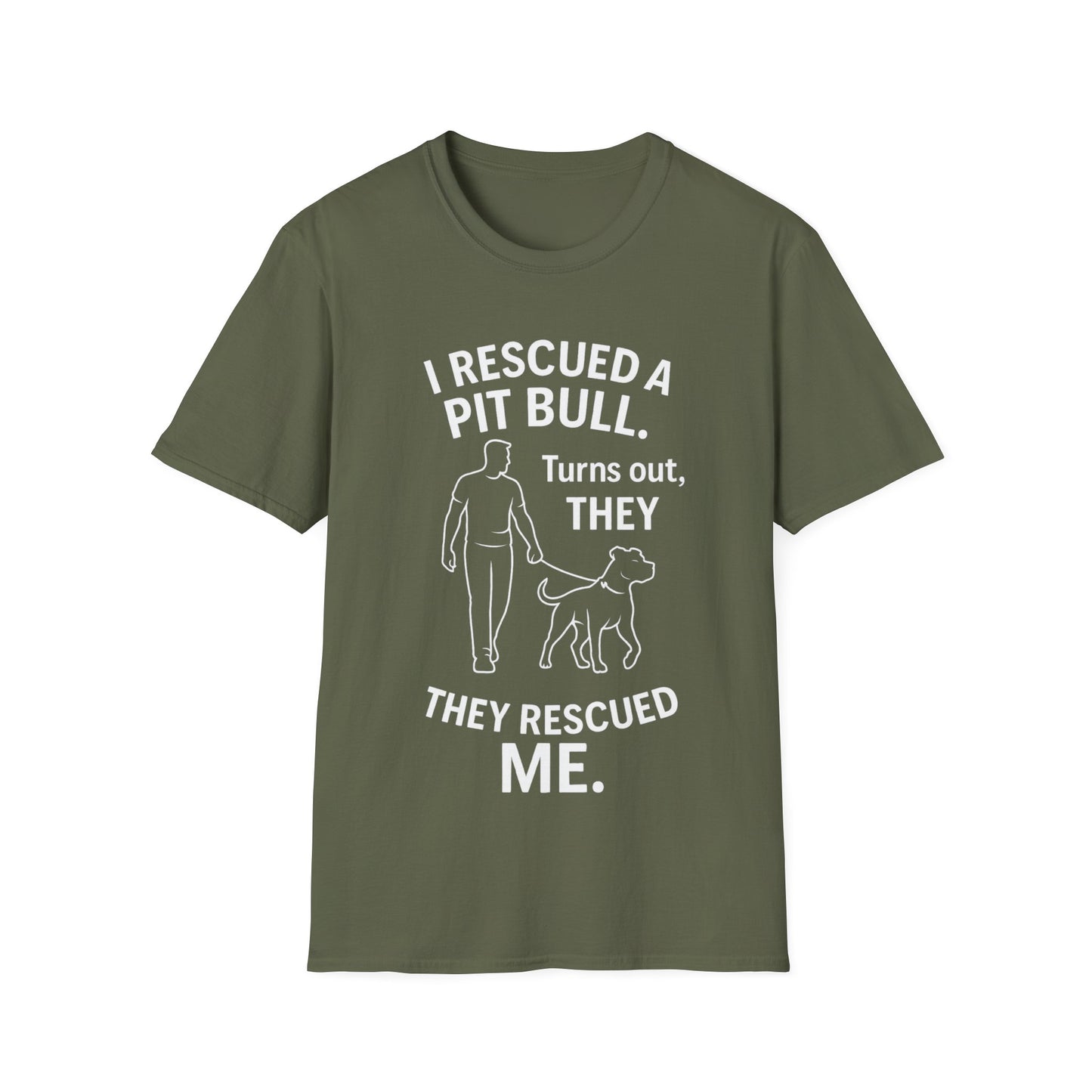 I Rescued a Pit Bull Shirt – Shelter Dog Adoption Tee – White Lettering Front Print – Pitbull Rescue Shirt for Dark Colors – Dog Lover Gift, Adult Unisex T-Shirt