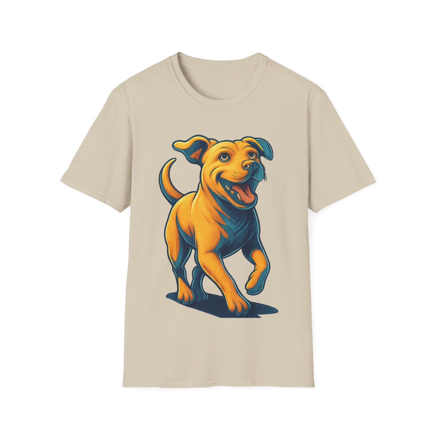 3D Pop Art Dog Shirt | Bold Jumping Dog Graphic Tee for Rescue Lovers & Pet Fans | Vibrant One-Sided Design, Adult Unisex T-Shirt