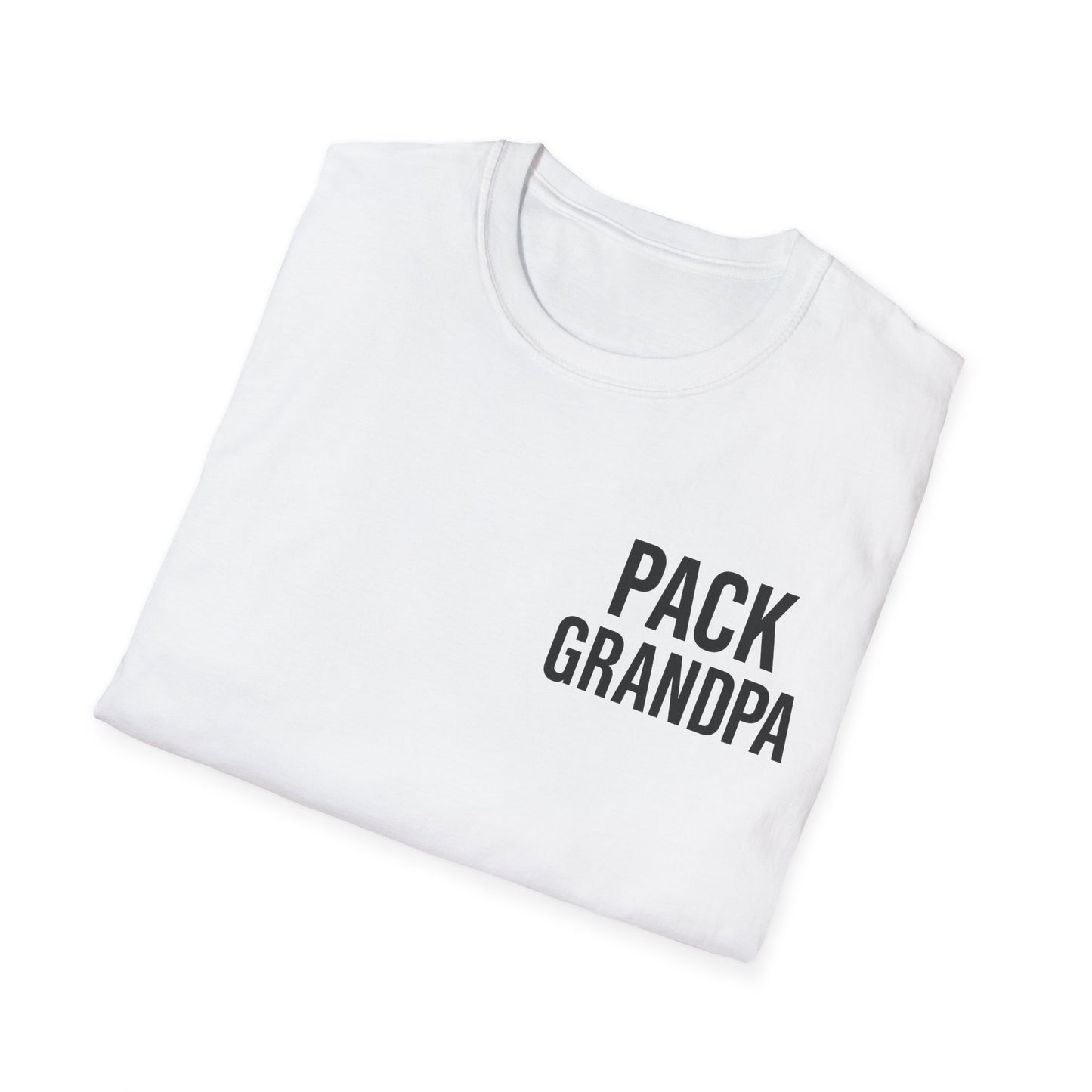 “Pack Grandpa T-shirt front design in black ink – dog rescue family shirt for grandpa – Adopted and Adored Apparel”