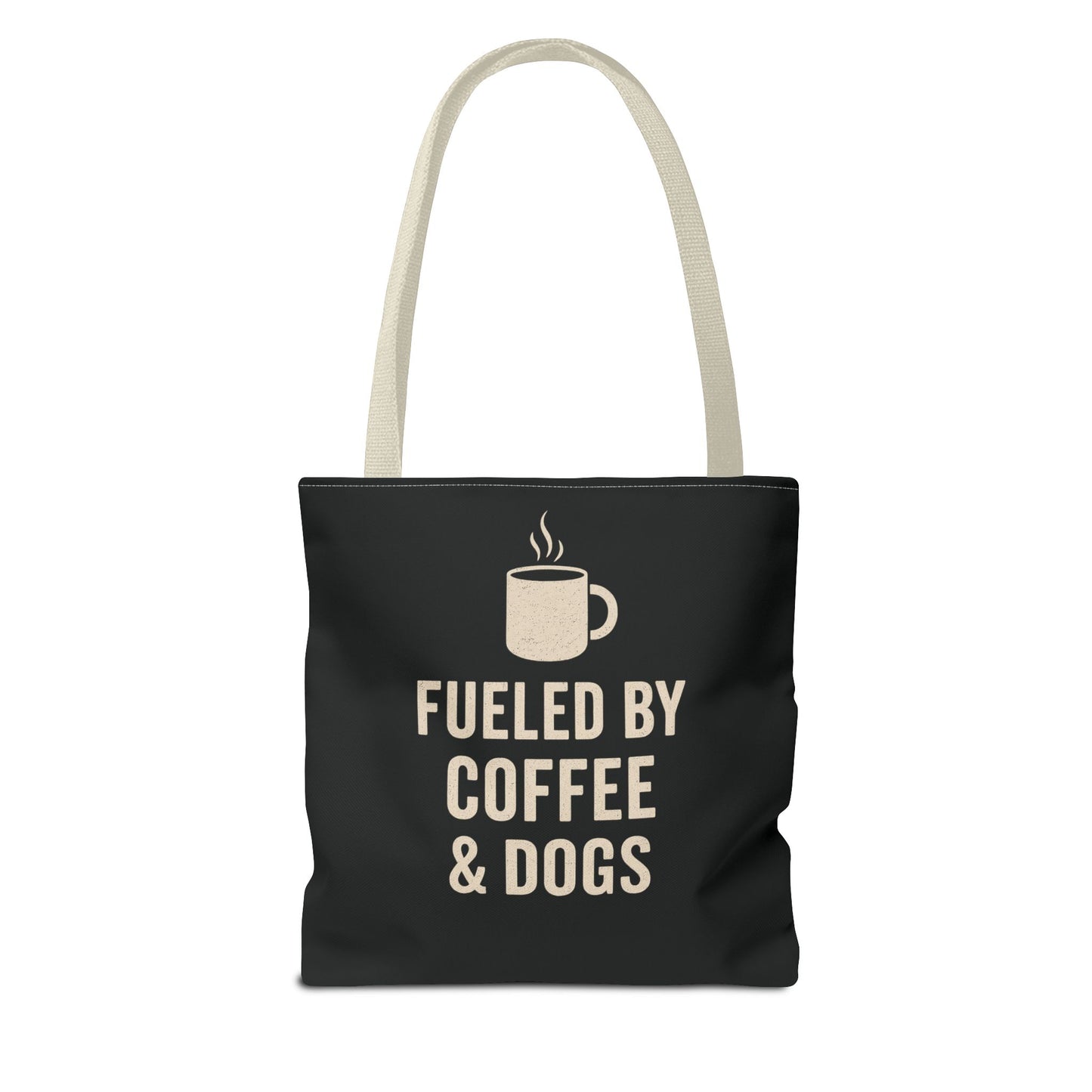 Fueled By Coffee & Dogs Tote Bag, Perfect for Dog Lovers, Everyday Use, Gift for Coffee Lovers, Eco-Friendly Shopping Bag, Stylish Animal Lover Tote, Adult Unisex T-Shirt