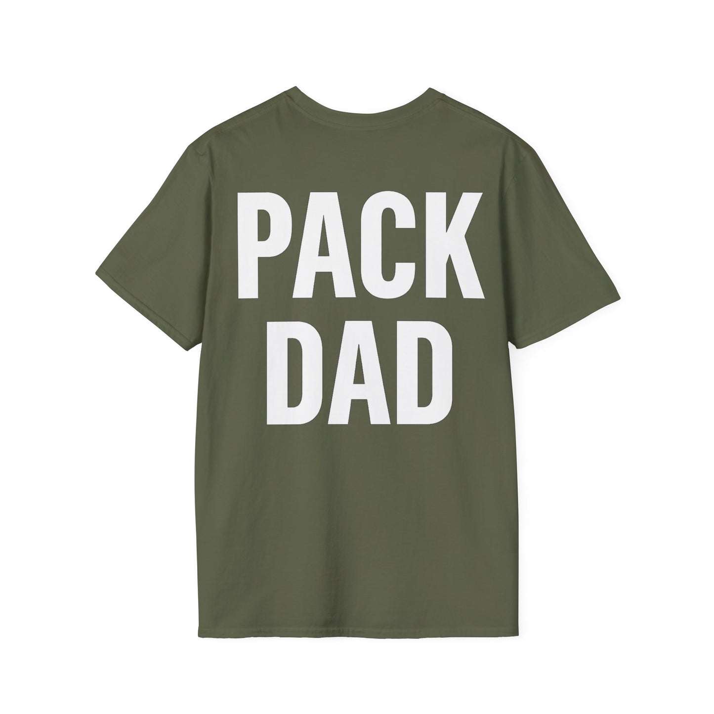 Pack Dad T-Shirt – Dog Dad Rescue Tee with Back & Chest Print – Matching Family Dog T-Shirt – Adopted and Adored Apparel, Adult Unisex T-Shirt