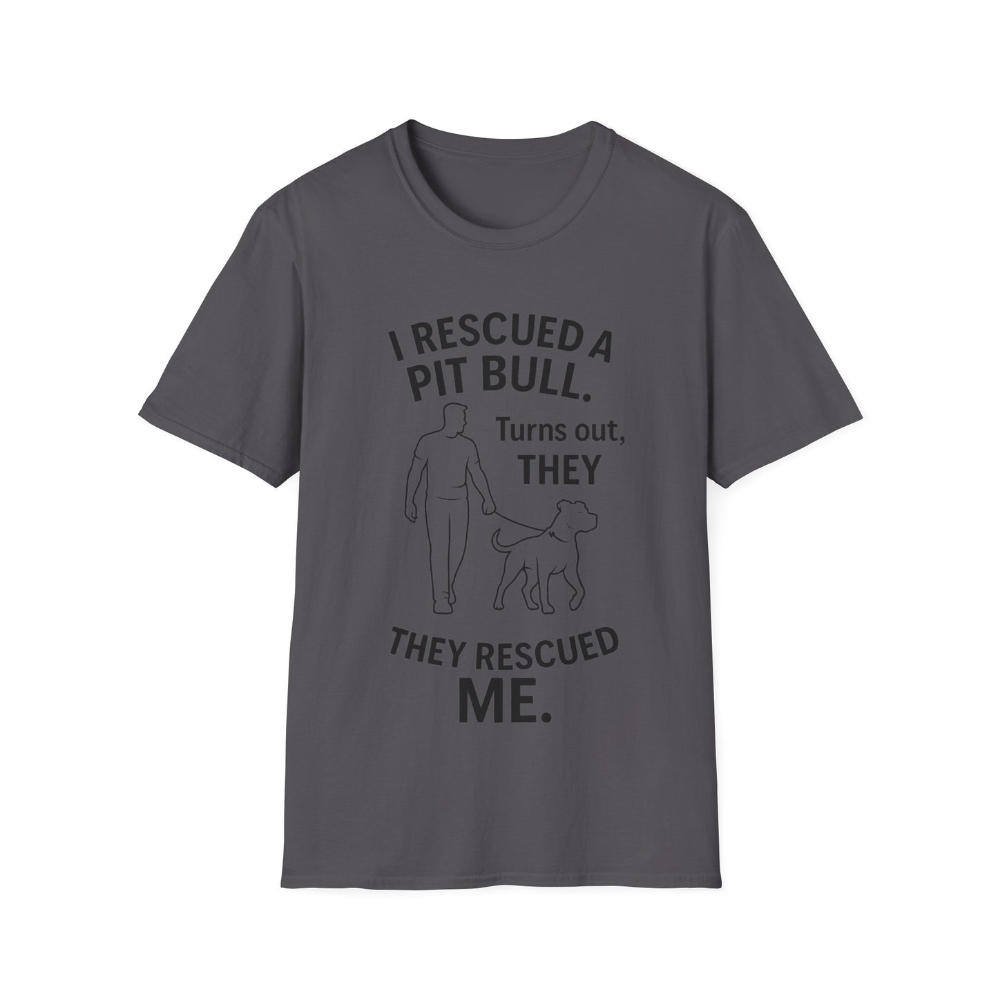I Rescued a Pit Bull Shirt – Adopt Don’t Shop Dog Rescue Tee – Black Lettering Front Design – Pitbull Adoption Gift – Shelter Dog Shirt, Adult Unisex T-Shirt