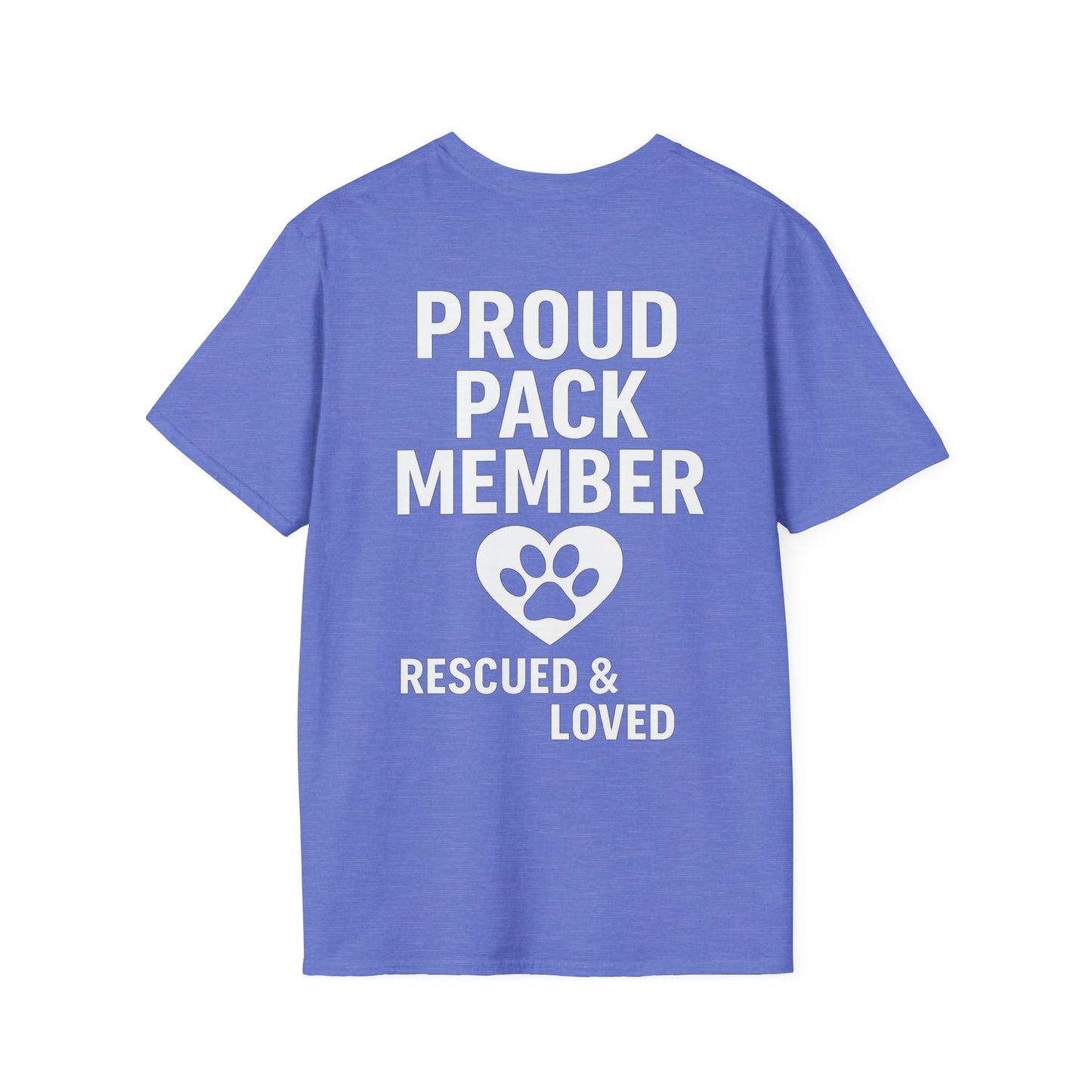 Proud Pack Member Rescued and Loved Shirt – Dog Rescue T-Shirt with Back Design – Pack Collection Family Matching Tee – Adopted and Adored Apparel, Adult Unisex T-Shirt