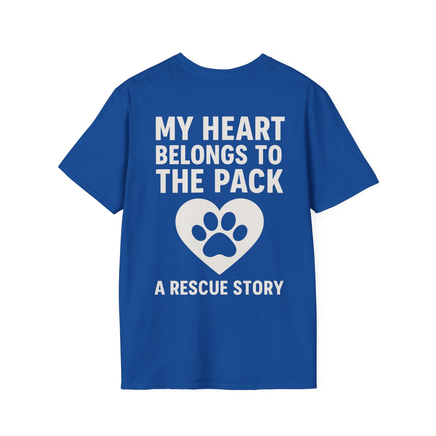 My Heart Belongs to the Pack Shirt – A Rescue Story Dog Shirt – Back Print Dog Lover Tee – Pack Collection Matching Family T-Shirt – Adopted and Adored Apparel, Adult Unisex T-Shirt