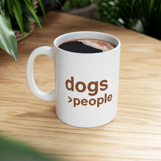 Dogs > People Ceramic Dog Lover Mug, Perfect Gift for Dog Owners, Funny Pet Lover Cup, Coffee Tea Mug, Dog Themed Kitchenware