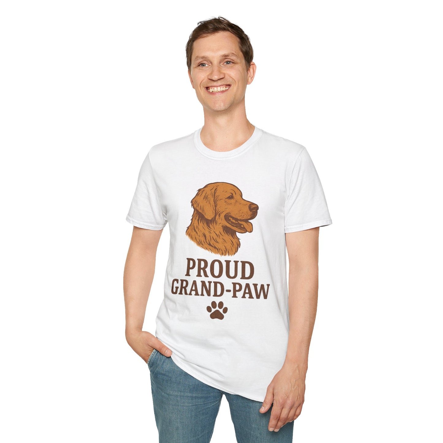 Proud Grand-Paw Golden Retriever Vintage T-Shirt – Rustic Dog Grandpa Tee for Golden Lovers, Adult Unisex T-Shirt