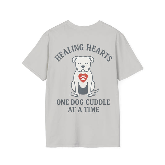 Healing Hearts Dog Shirt – Pitbull Rescue Tee – Pack Member Design, Adult Unisex T-Shirt