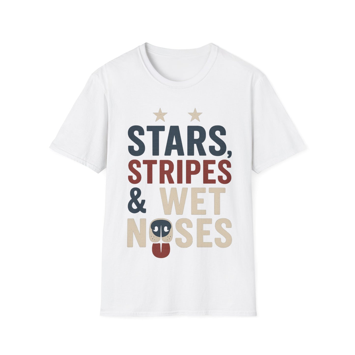 Stars Stripes and Wet Noses Patriotic Dog Shirt | Red White and Blue Rescue Tee | American Flag Dog Lover Shirt | Animal Adoption 4th of July T-Shirt | Multiple Design Options | Gildan 64000 Soft Cotton Unisex T-Shirt, Adult Unisex T-Shirt