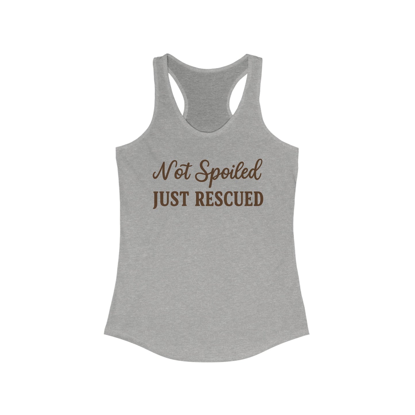 Not Spoiled Just Rescued Racerback Tank, Cute Animal Lover Top, Dog Mom Gift, Summer Workout Shirt, Eco-Friendly Fashion, Adult Unisex T-Shirt