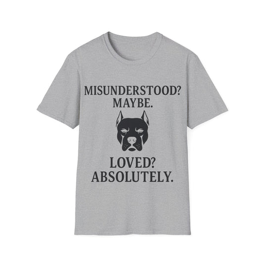 Misunderstood Pit Bull Shirt – Cropped Ear Dog Rescue Tee – White or Black Lettering – Adopt Don’t Shop Shirt – Pitbull Lover Gift, Adult Unisex T-Shirt