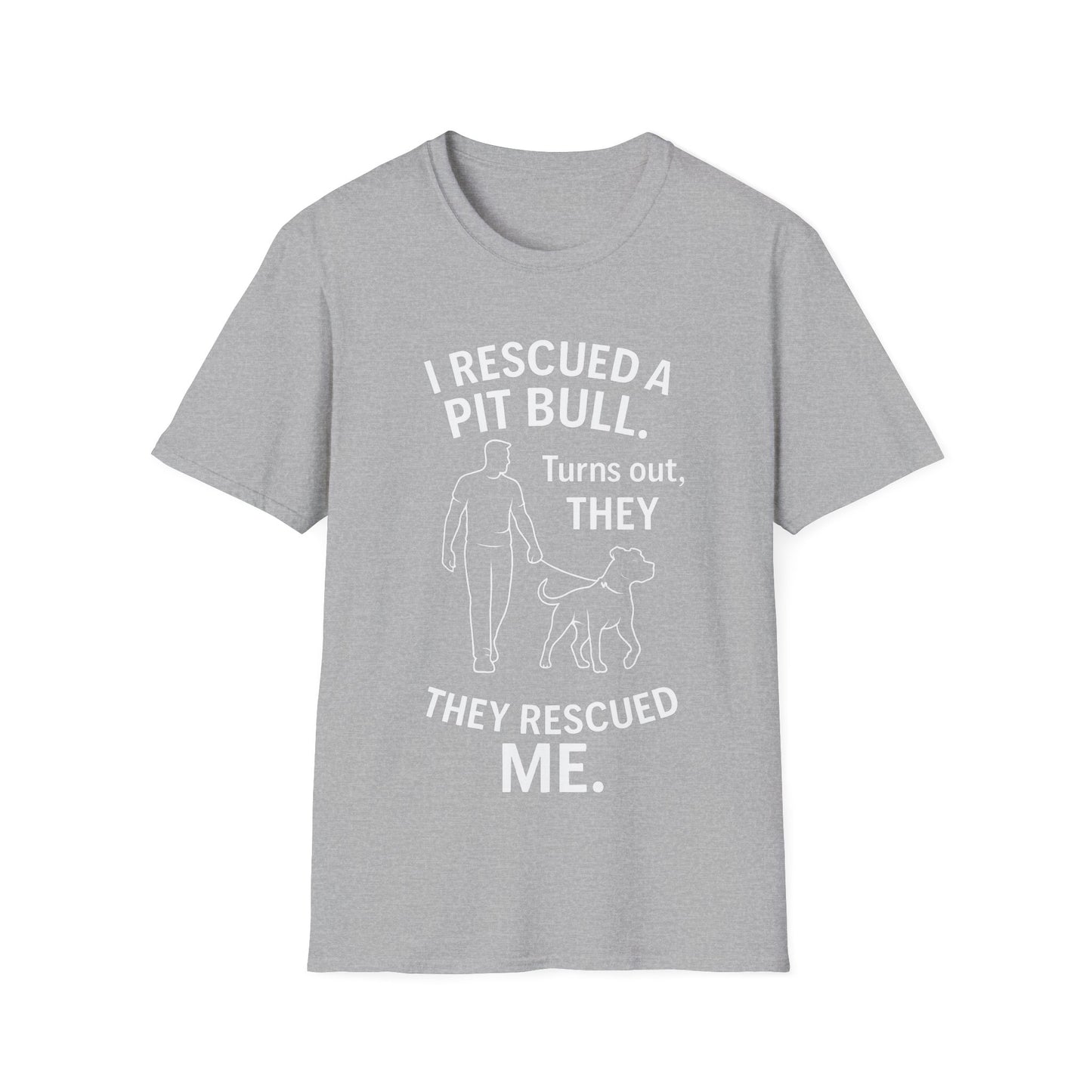 I Rescued a Pit Bull Shirt – Shelter Dog Adoption Tee – White Lettering Front Print – Pitbull Rescue Shirt for Dark Colors – Dog Lover Gift, Adult Unisex T-Shirt