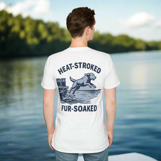 Heat-Stroked Fur-Soaked dog t-shirt – funny Arizona summer rescue shirt with wet dog design