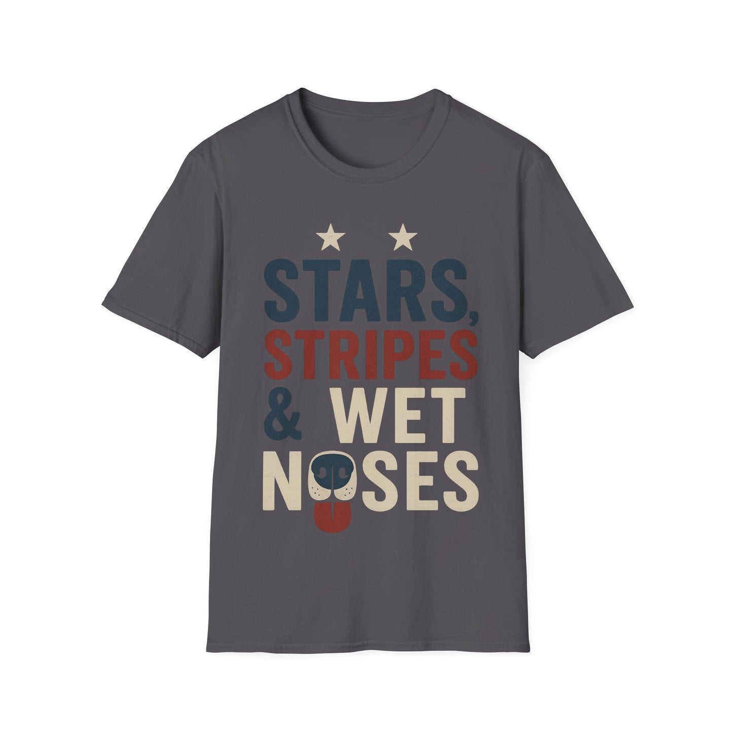 Stars Stripes and Wet Noses Patriotic Dog Shirt | Red White and Blue Rescue Tee | American Flag Dog Lover Shirt | Animal Adoption 4th of July T-Shirt | Multiple Design Options | Gildan 64000 Soft Cotton Unisex T-Shirt, Adult Unisex T-Shirt