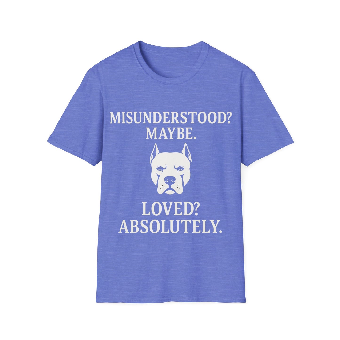 Misunderstood Pit Bull T-Shirt – Cropped Ear Dog Rescue Tee – White or Black Lettering – Adopt Don’t Shop Shirt – Pitbull Lover Gift, Adult Unisex T-Shirt