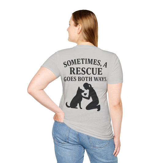 Sometimes a Rescue Goes Both Ways Shirt – Dog Rescue T-Shirt for Women & Men – Animal Adoption Gift – Emotional Pet Lover Tee, Adult Unisex T-Shirt