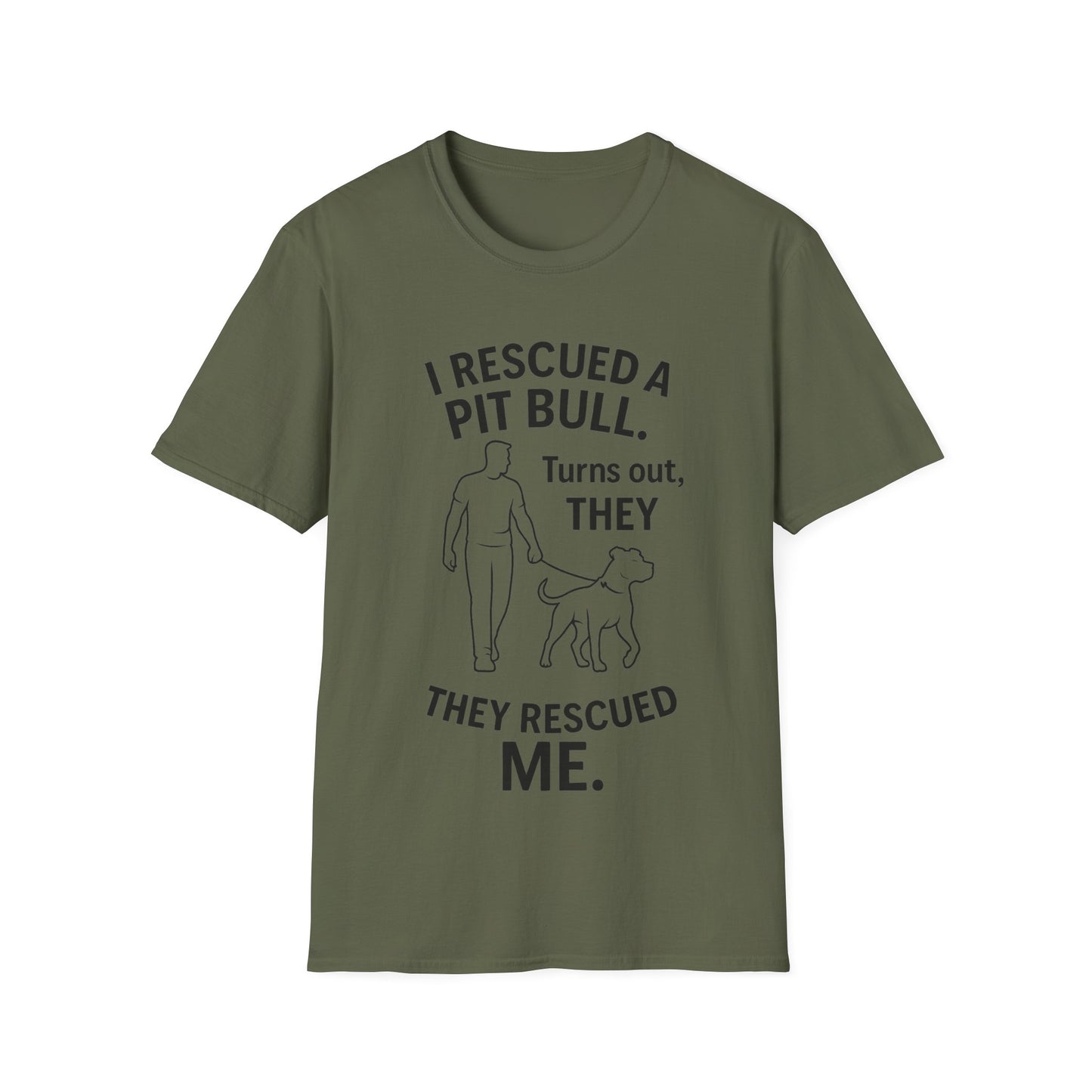 I Rescued a Pit Bull Shirt – Adopt Don’t Shop Dog Rescue Tee – Black Lettering Front Design – Pitbull Adoption Gift – Shelter Dog Shirt, Adult Unisex T-Shirt
