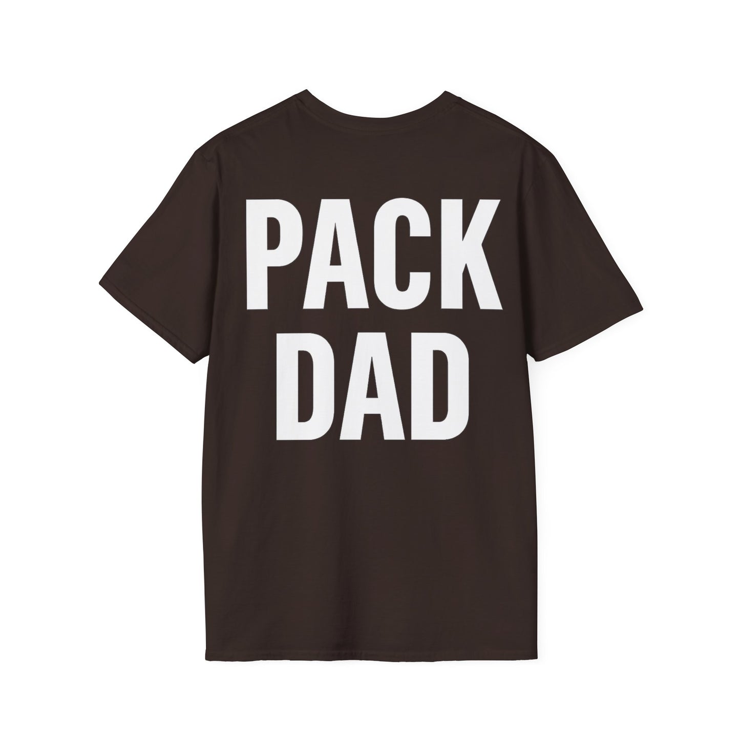 Pack Dad T-Shirt – Dog Dad Rescue Tee with Back & Chest Print – Matching Family Dog T-Shirt – Adopted and Adored Apparel, Adult Unisex T-Shirt
